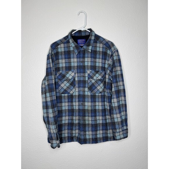 Pendleton Limited Edition Beach Boys Wool Board Shirt Large Blue Plaid *See Pics - Picture 1 of 16